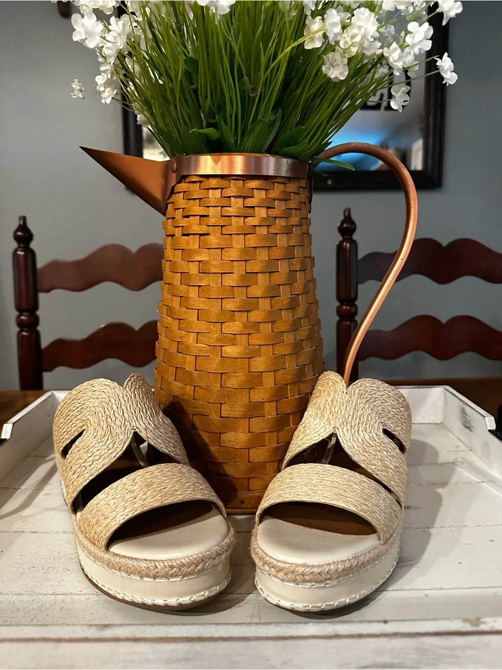 Style & Co. Beige Woven Platform Slide Sandals